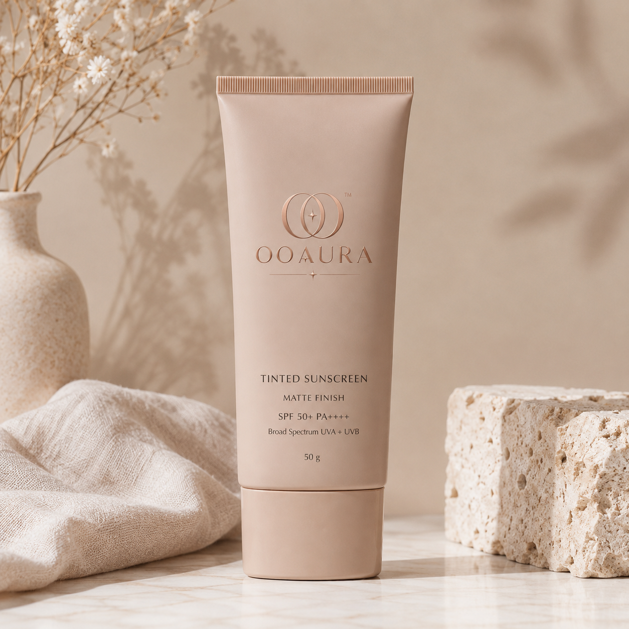 OOAURA Tinted Sunscreen 50 g with Vitamin E | Lightweight Daily Face Sunscreen