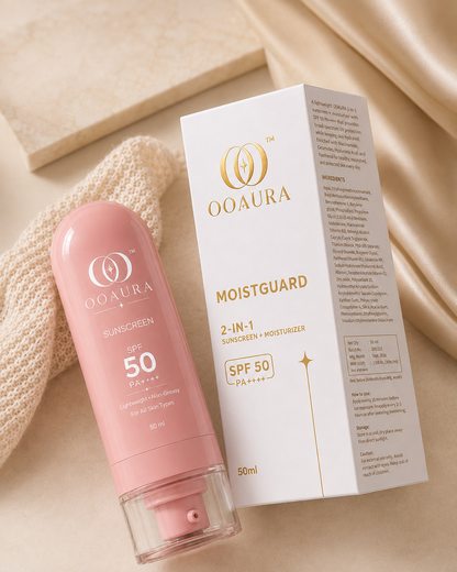 OOAURA MoistGuard 2-in-1 SPF 50+ PA++++ Sunscreen Moisturiser with Niacinamide, Ceramide & Hyaluronic Acid
